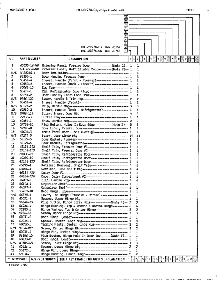 Doors/misc Page 2 Diagram and Parts List for 21974A  Admiral Refrigerator