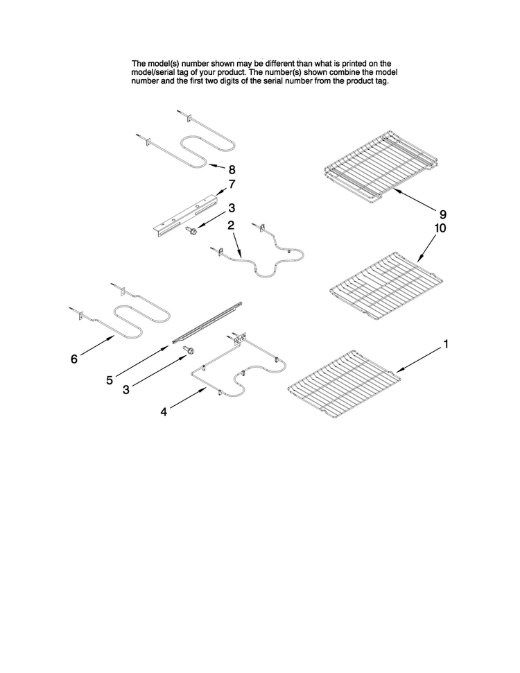 Rack And Element Parts Diagram and Parts List for MER6775BCW17  Maytag Range