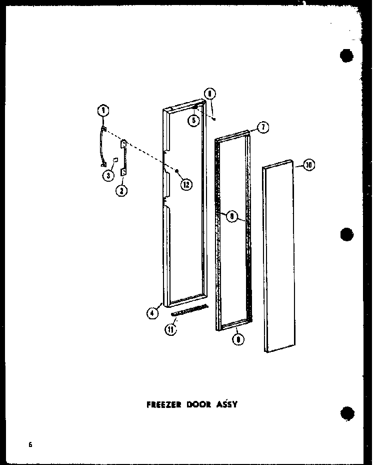 Freezer Door Assy Diagram and Parts List for SRI-22E-A-P74870-11WA  Amana Refrigerator