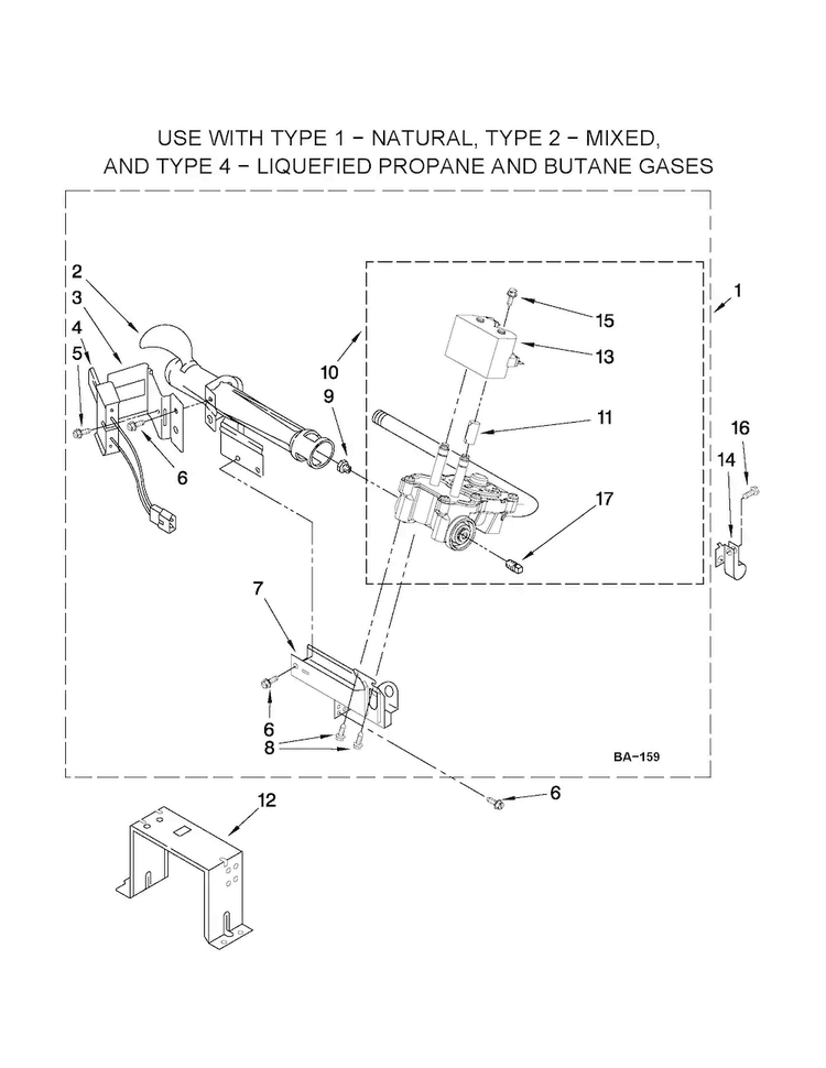 W10293911 Burner Assembly Diagram and Parts List for MGDE200XW1  Maytag Dryer
