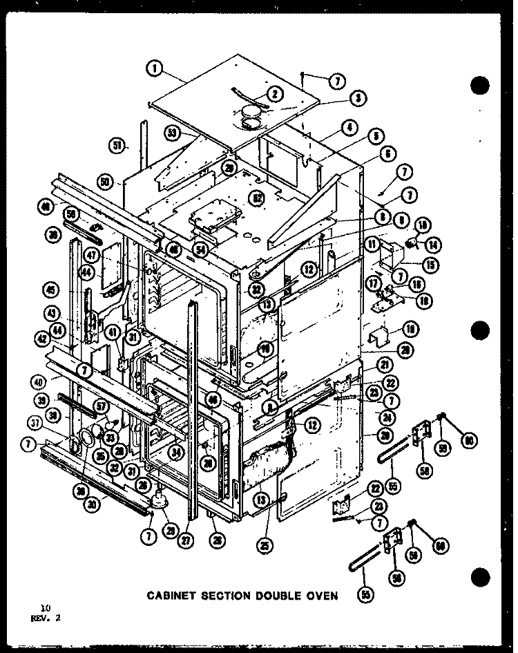 CABINET SECTION DOUBLE OVEN Diagram and Parts List for AO-27DB P8554704S Amana Wall Oven