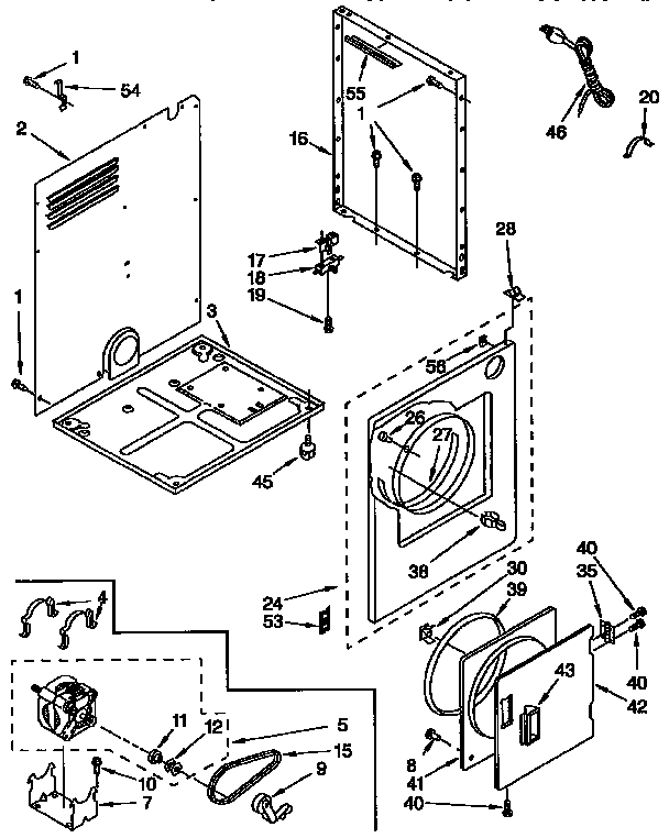 Cabinet Parts Diagram and Parts List for 11688570100  Kenmore Dryer
