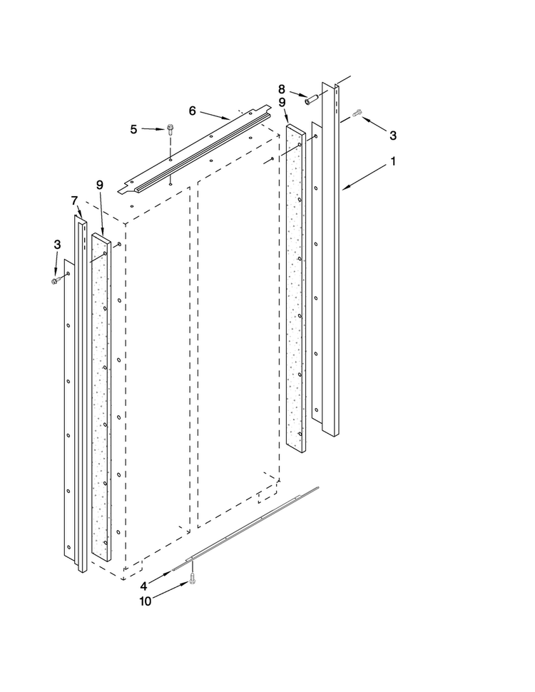 Cabinet Trim Parts Diagram and Parts List for JS48CXDUDB00  Jenn-Air Refrigerator