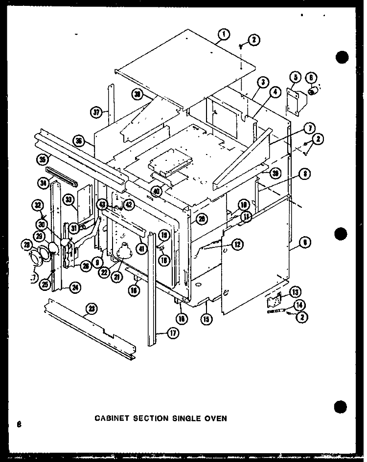 CABINET SECTION SINGLE OVEN Diagram and Parts List for AO-27S P8554701S Amana Wall Oven