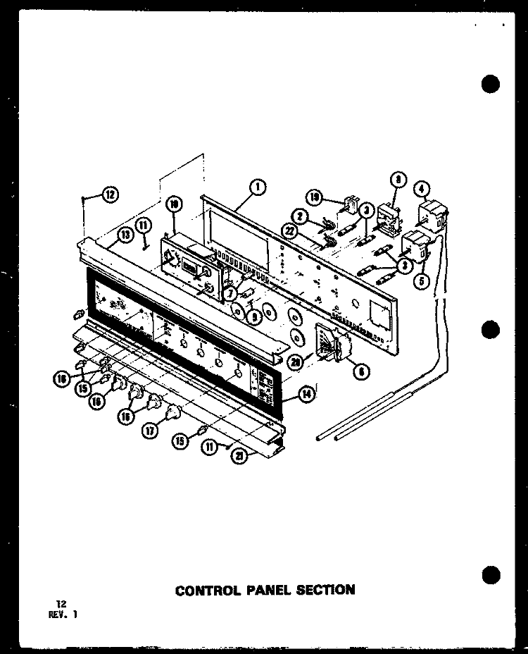 CONTROL PANEL SECTION Diagram and Parts List for AO-27D P8554702S Amana Wall Oven
