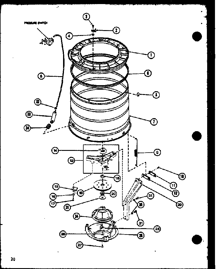 Section 3 Diagram and Parts List for LWD450 P7762129W Amana Washer