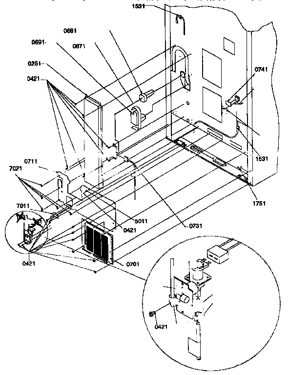 Cabinet Back Diagram and Parts List for 67272-P1311001WW  Amana Refrigerator