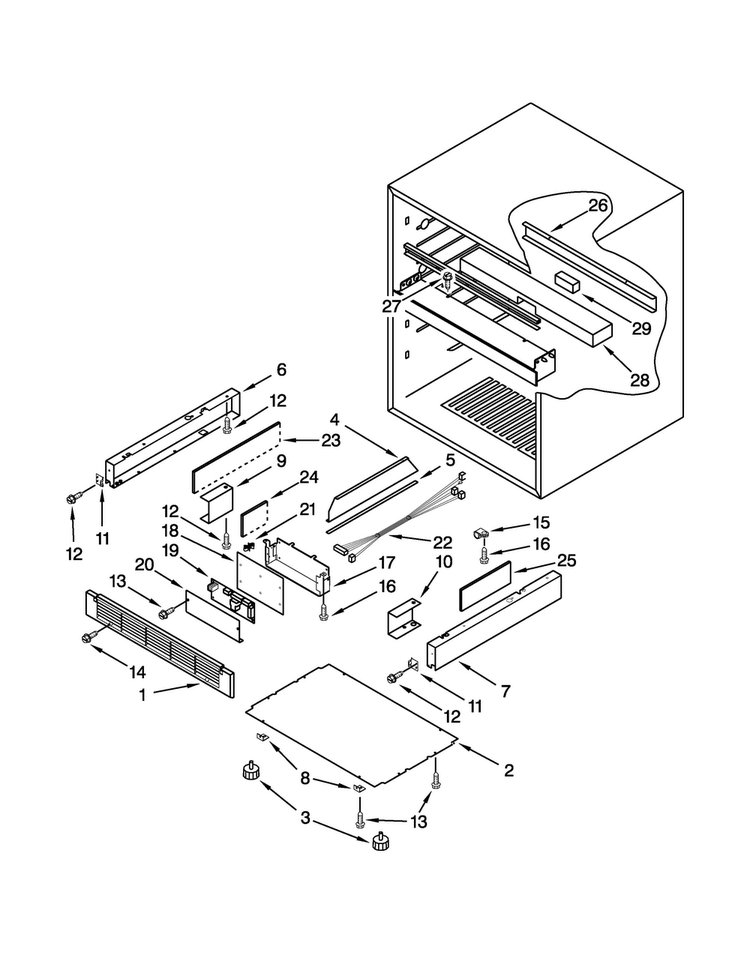 Liner Parts Diagram and Parts List for JUD24FRARS00  Jenn-Air Refrigerator