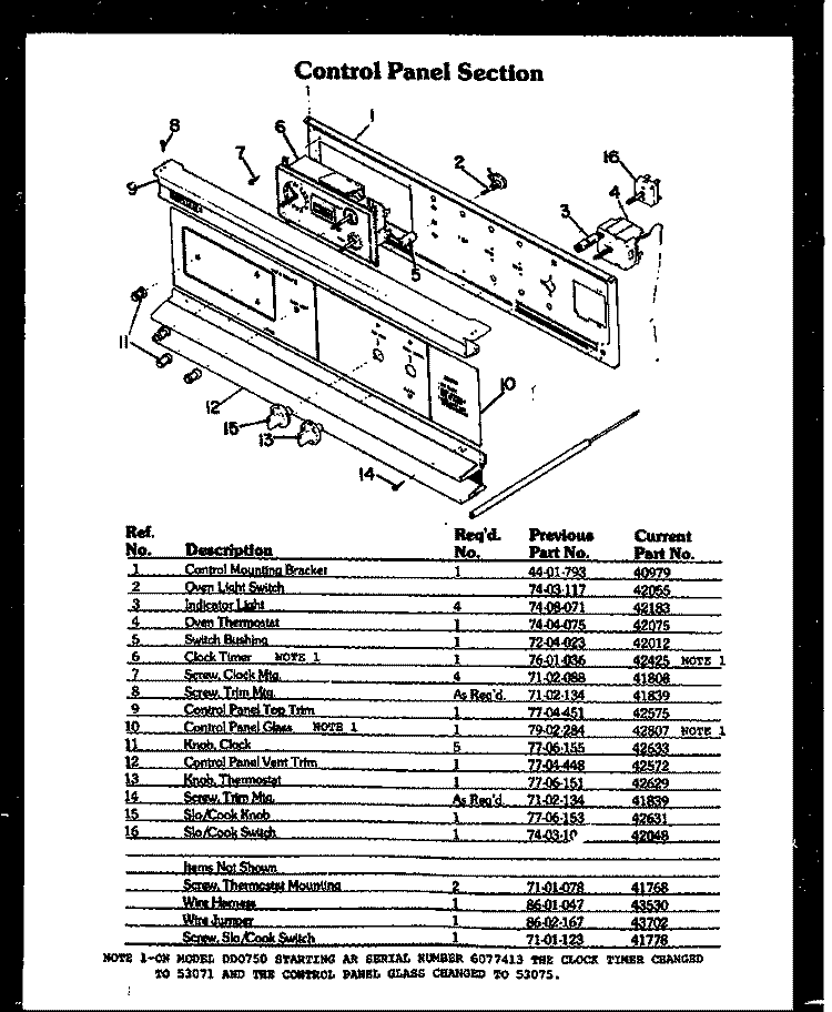 Page 1 Diagram and Parts List for DDO-750  Amana Wall Oven