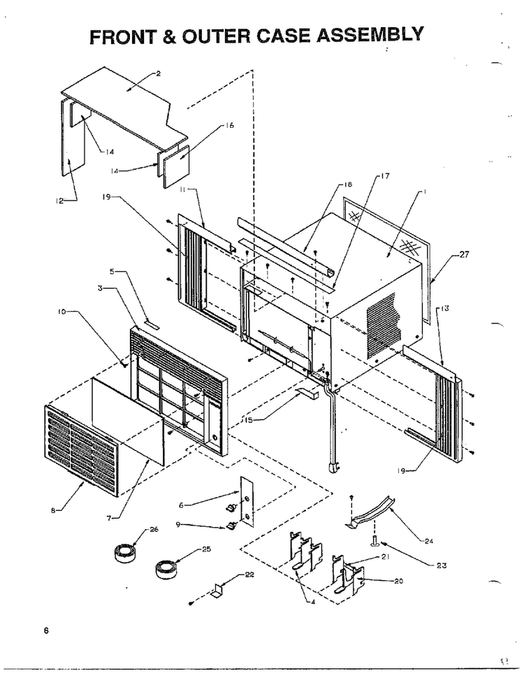 Front And Outer Case Diagram and Parts List for 5794  Amana Air Conditioner