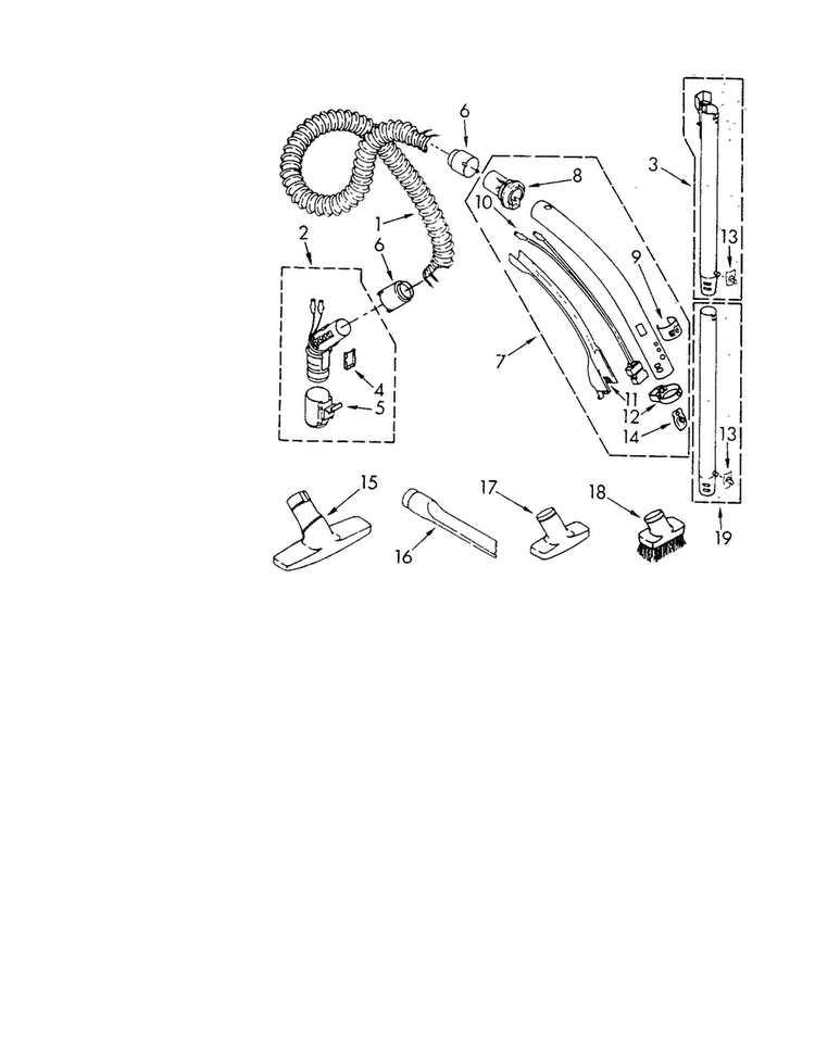 Hose And Attachments Diagram and Parts List for 1162335090  Kenmore Canister Vacuum