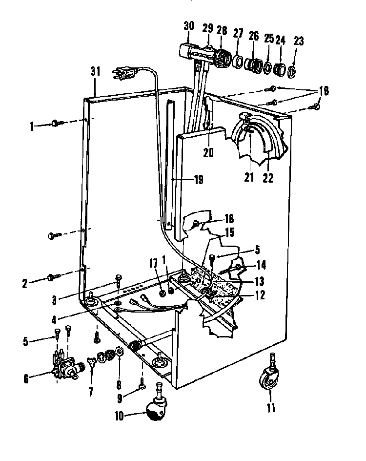 Frame Details Diagram and Parts List for DCR-225-1C-OM  Caloric Dishwasher