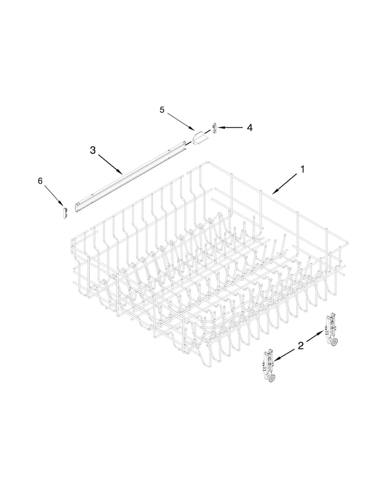 Upper Rack And Track Parts Diagram and Parts List for ADB1500ADS1  Amana Dishwasher