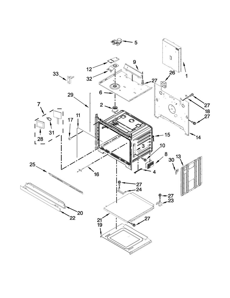Oven Parts Diagram and Parts List for JJW2430DB01  Jenn-Air Wall Oven