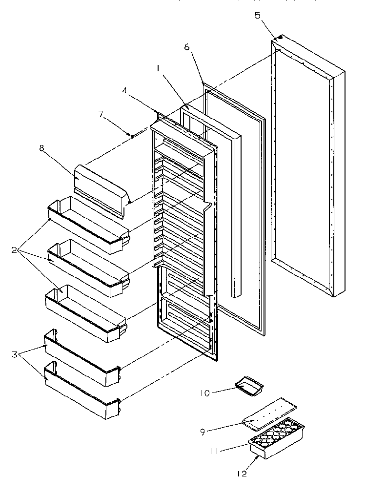 Refrigerator Door Diagram and Parts List for SSD21SL-P1193901WL  Amana Refrigerator