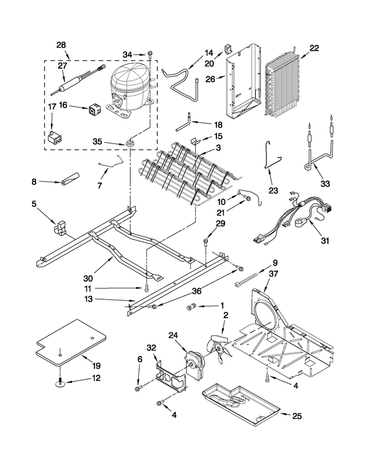 Unit Parts Diagram and Parts List for CS22CFXTT02  Crosley Refrigerator