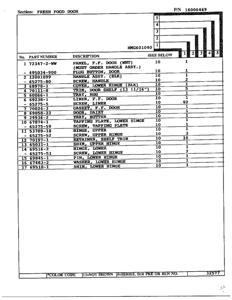 Fresh Food Door Page 2 Diagram and Parts List for 301040  Admiral Refrigerator