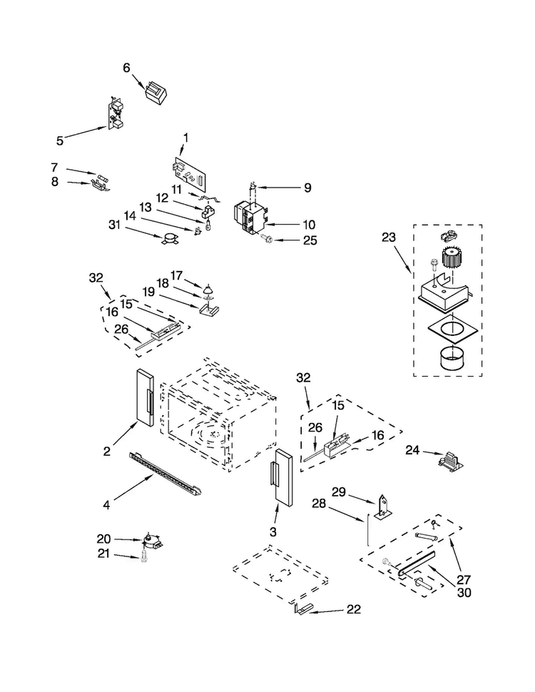 Cabinet And Stirrer Parts Diagram and Parts List for MMW9730AB00  Maytag Microwave