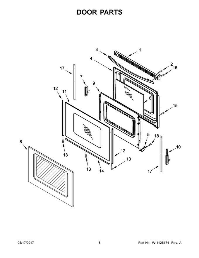 05 - Door Parts Diagram and Parts List for ACR4303MFB1  Amana Range