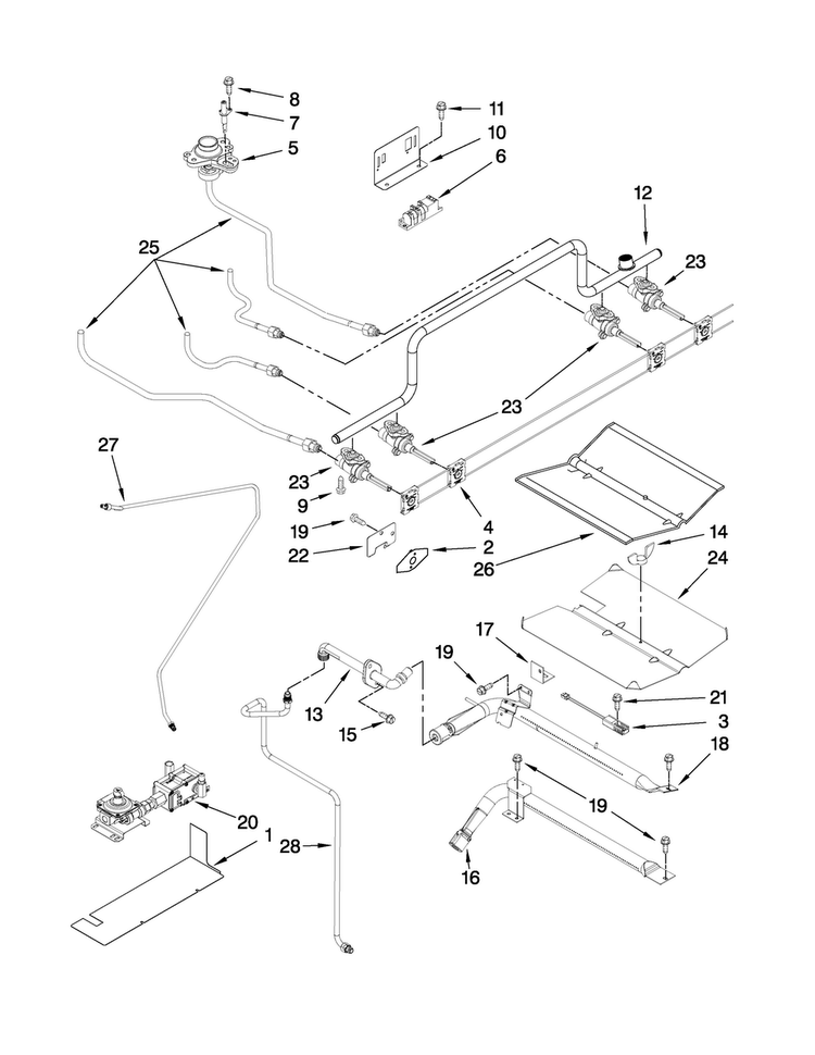 Manifold Parts Diagram and Parts List for MGS5752BDS20  Maytag Range