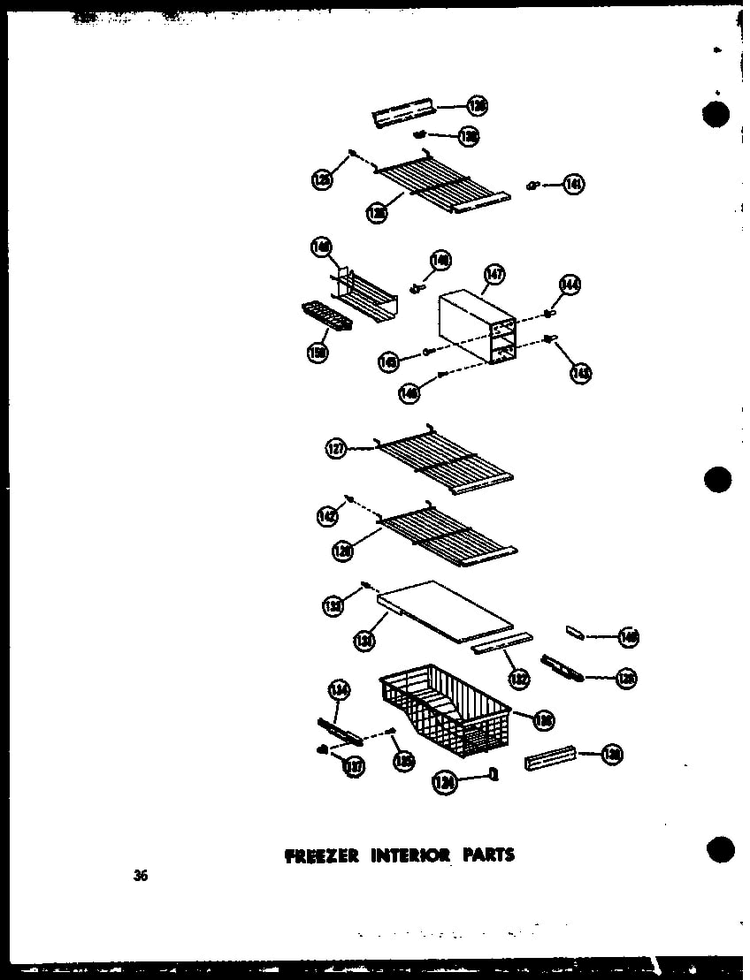 Freezer Interior Parts Diagram and Parts List for SD19W-C-P60340-23WC  Amana Refrigerator