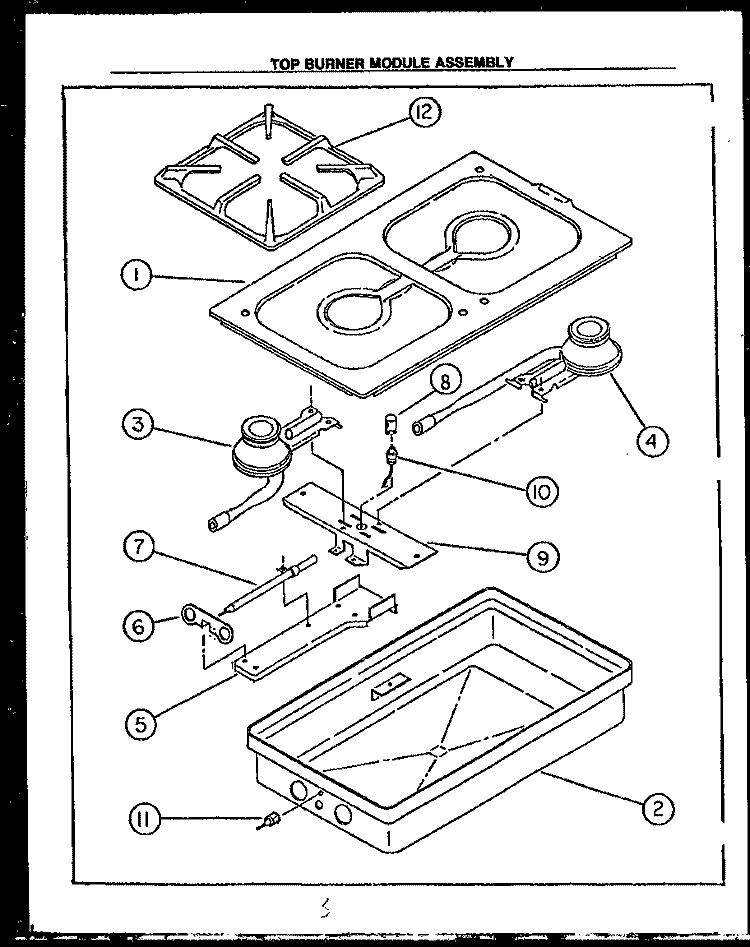 TOP BURNER MODULE ASSY Diagram and Parts List for RDS-648-UK RDS-648-U K Caloric Cooktop