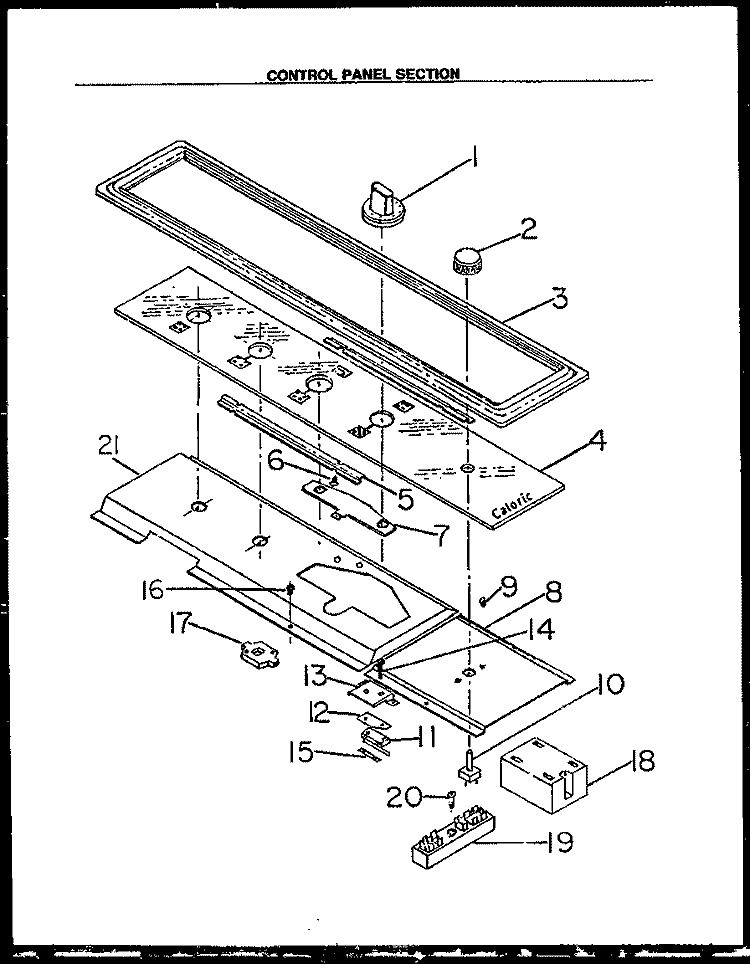 CONTROL PANEL SECTION Diagram and Parts List for RDS-648-UK RDS-648-U K Caloric Cooktop