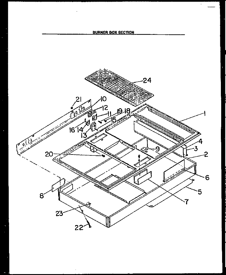 BURNER BOX SECTION Diagram and Parts List for RDS-648-UK RDS-648-U K Caloric Cooktop