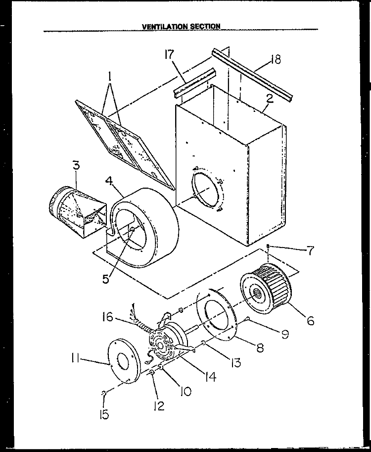 VENTILATION SECTION Diagram and Parts List for RDS-648-UK RDS-648-U K Caloric Cooktop