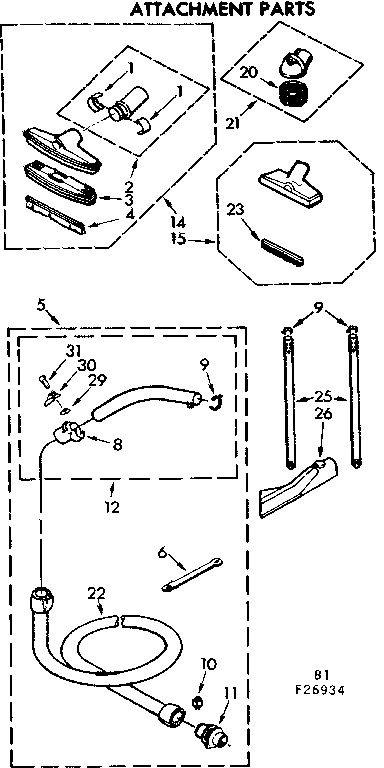 Attachment Parts Diagram and Parts List for 11626934  Kenmore Canister Vacuum