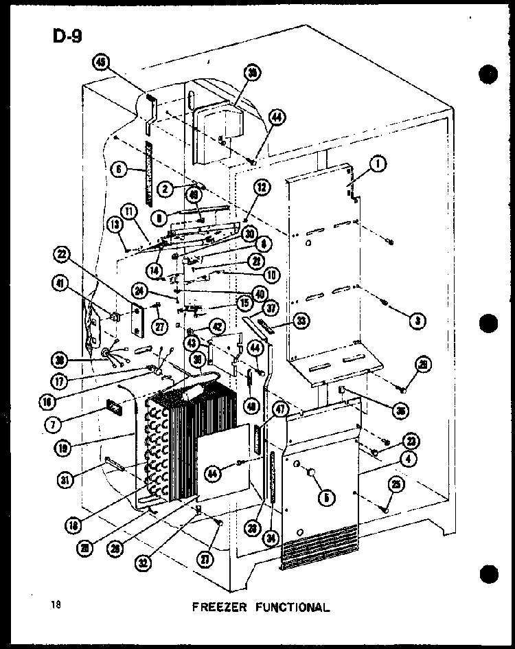 Freezer Functional Diagram and Parts List for SLDI22F-1-P75400-14W  Amana Refrigerator