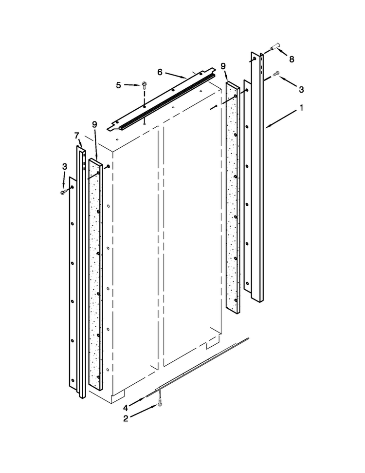 Cabinet Trim Parts Diagram and Parts List for JS42PPDUDB15  Jenn-Air Refrigerator