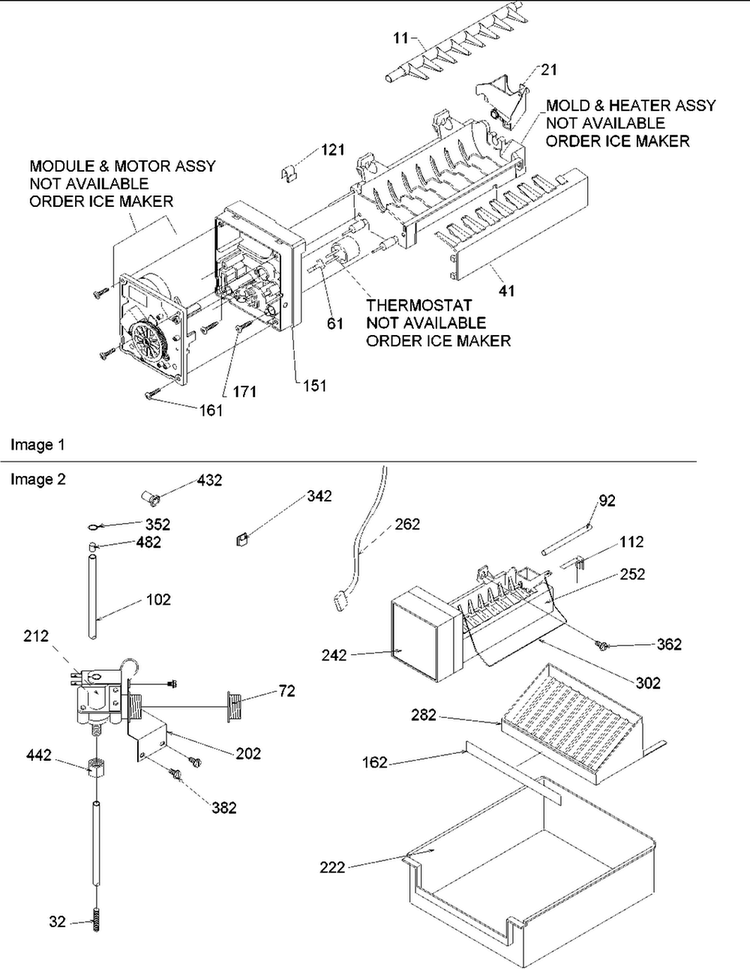 Ice Maker Parts & Add On Ice Maker Kit Diagram and Parts List for AARS2304AC-PARS2304AC0  Amana Refrigerator