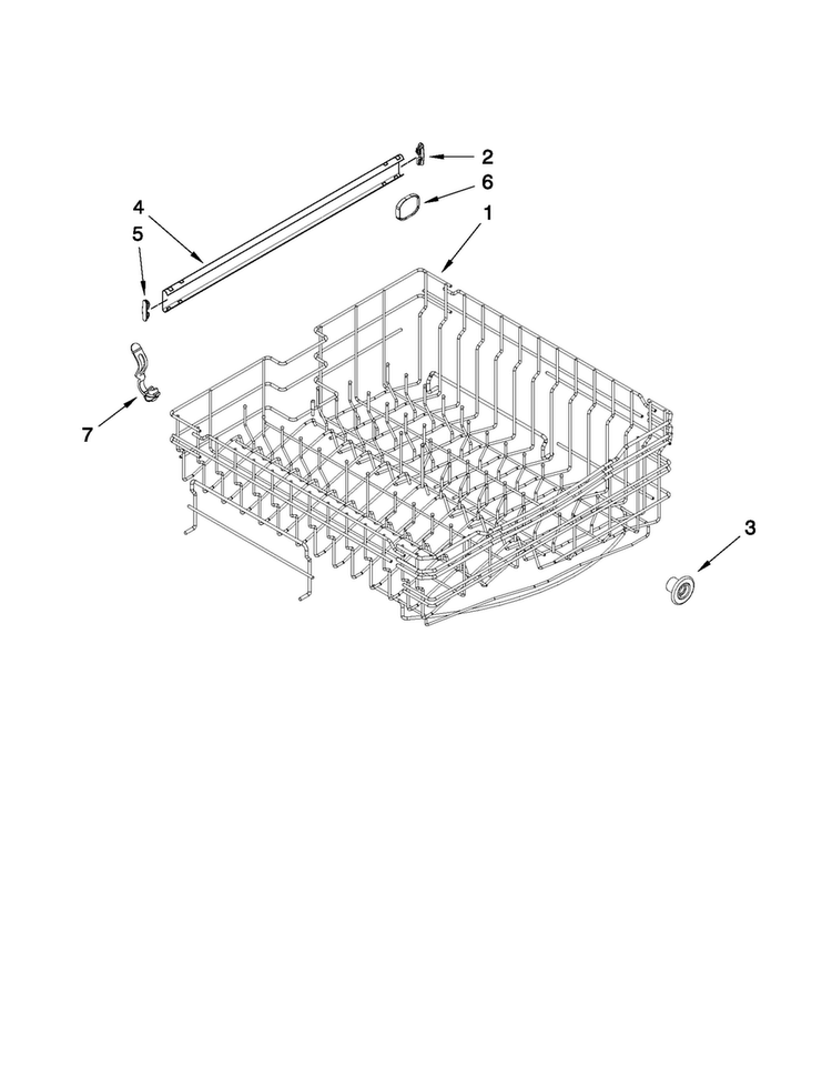 Upper Rack And Track Parts Diagram and Parts List for ADB1600AWS3  Amana Dishwasher