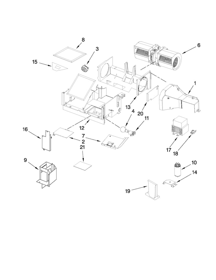Air Flow Parts Diagram and Parts List for JMV8208WB0  Jenn-Air Microwave