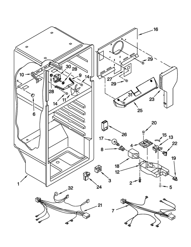 Liner Parts Diagram and Parts List for A8RXNGFXD01  Amana Refrigerator