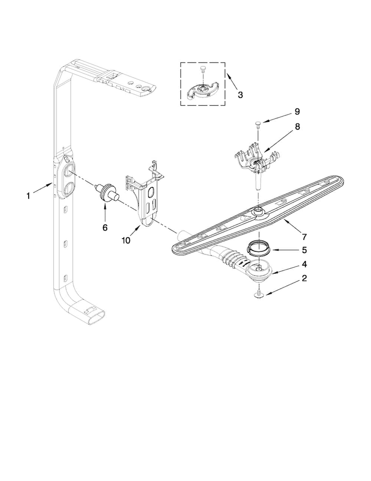 Upper Wash And Rinse Parts Diagram and Parts List for MDB7749AWQ1  Maytag Dishwasher