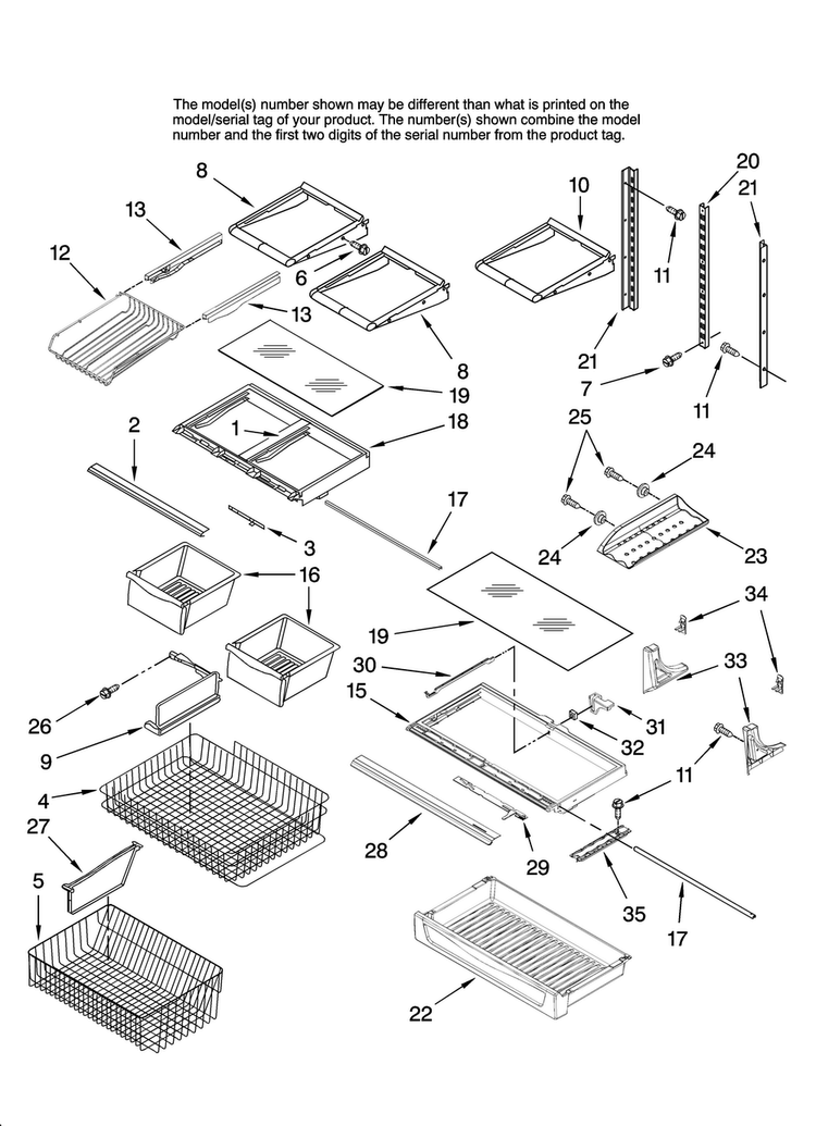 Shelf Parts Diagram and Parts List for ABL2527FES12  Amana Refrigerator