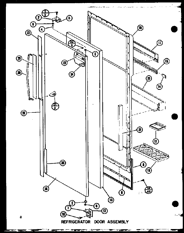 Refrigerator Door Assembly Diagram and Parts List for SRI22GG-P7745511WG  Amana Refrigerator