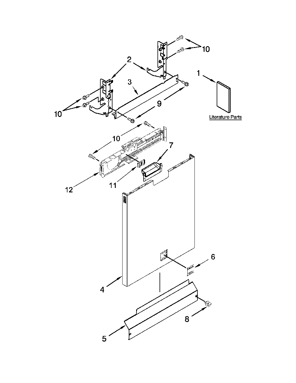 Door Panel Parts Diagram and Parts List for 66512769K314  Kenmore Dishwasher