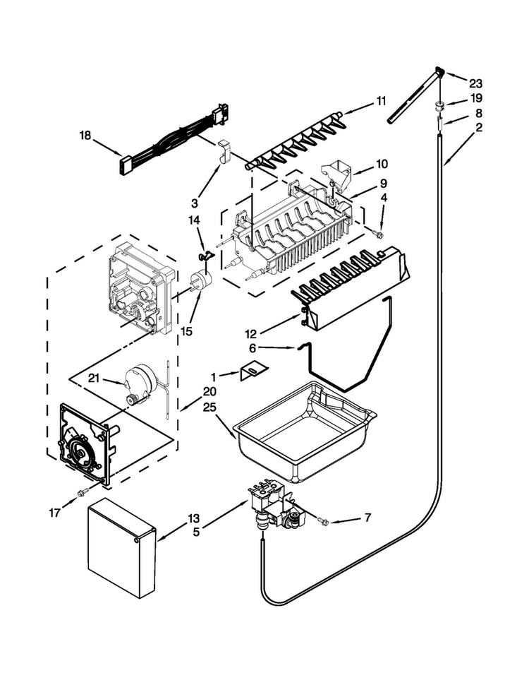 Icemaker Parts Diagram and Parts List for JFC2290VPR4  Jenn-Air Refrigerator