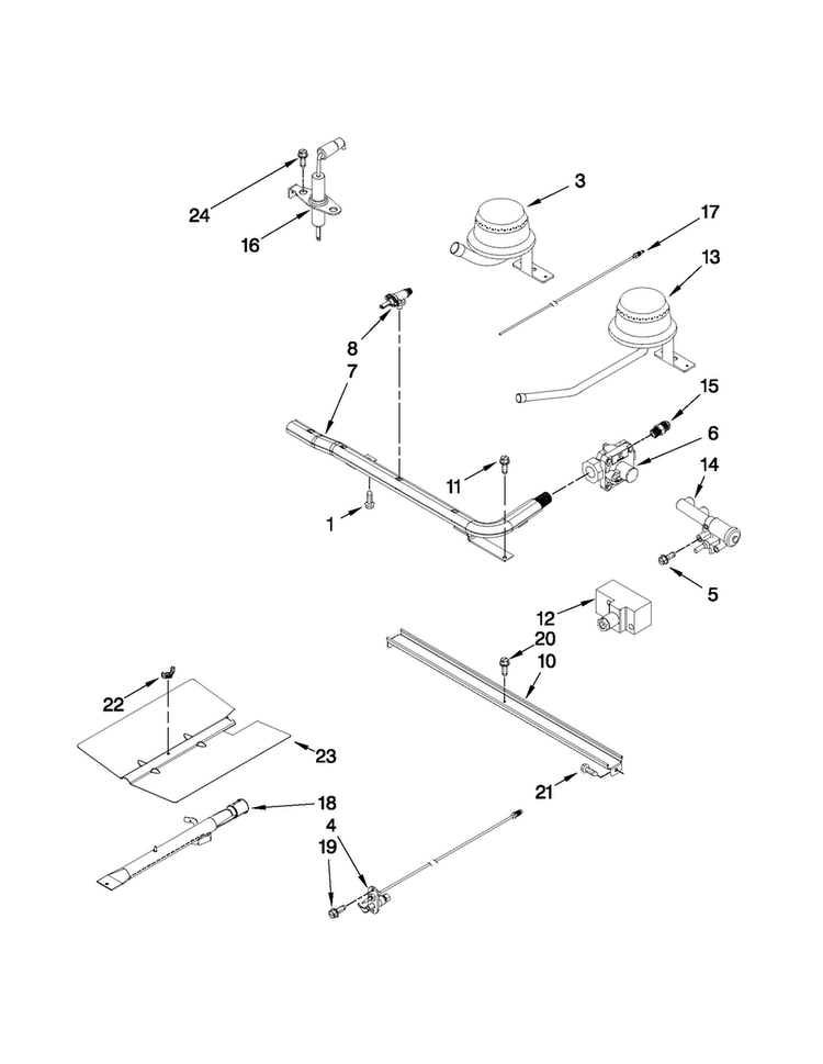 Manifold Parts Diagram and Parts List for ALY2220BDB00  Amana Range