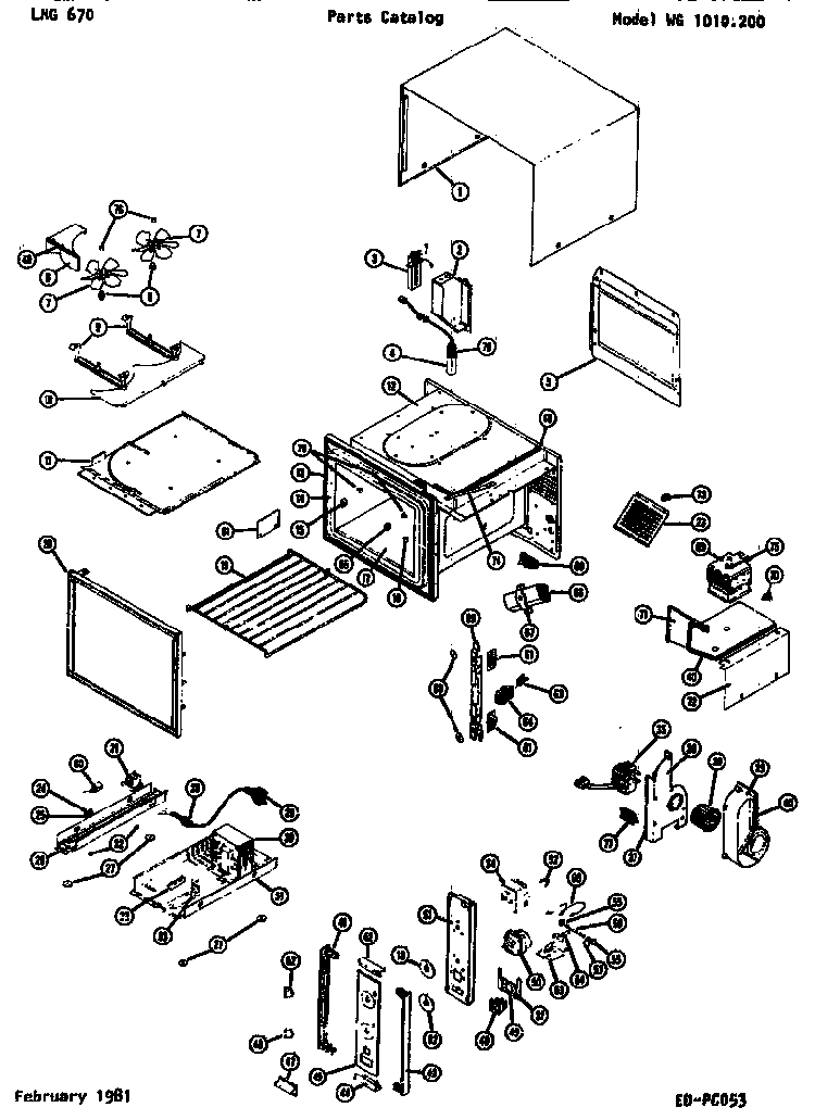 Replacement Parts Diagram and Parts List for WG1010200  Amana Microwave