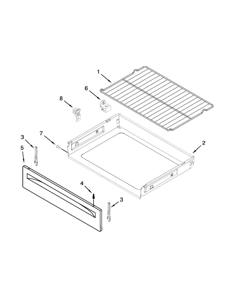 Drawer And Broiler Parts Diagram and Parts List for ACR4530BAW0  Amana Range