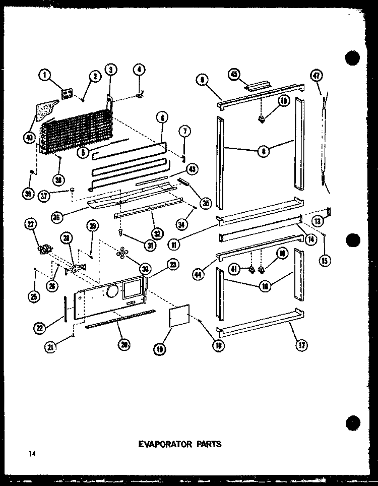 EVAP PARTS Diagram and Parts List for BCI20DA P747022WA Amana Refrigerator
