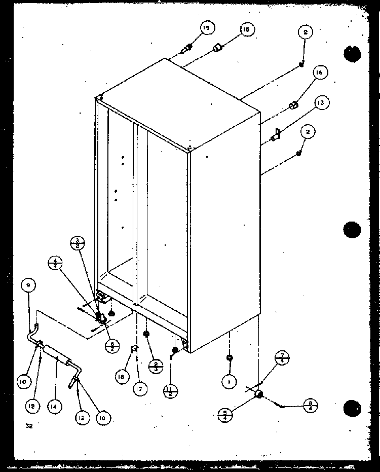 Rollers And Cabinet Back Diagram and Parts List for SZI20ML-P1120101WL  Amana Refrigerator
