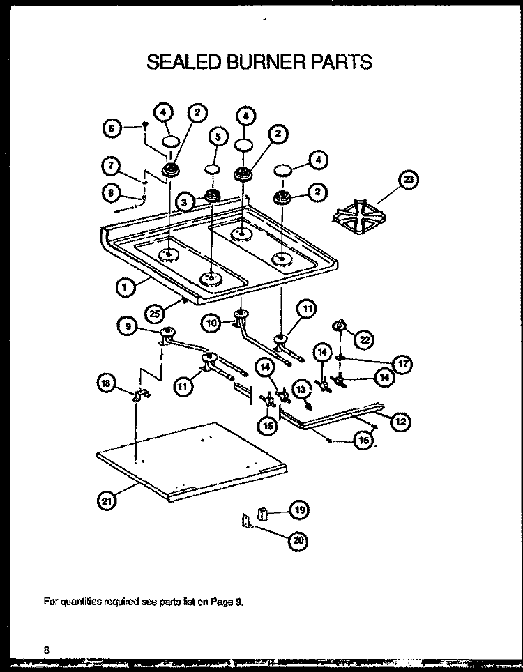 SEALED BURNER PARTS Diagram and Parts List for AGS780WW P1168602W Amana Range