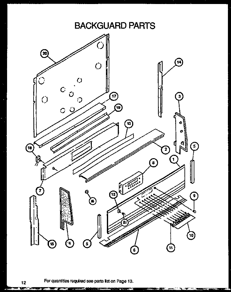 BACKGUARD PARTS Diagram and Parts List for AGS780WW P1168602W Amana Range