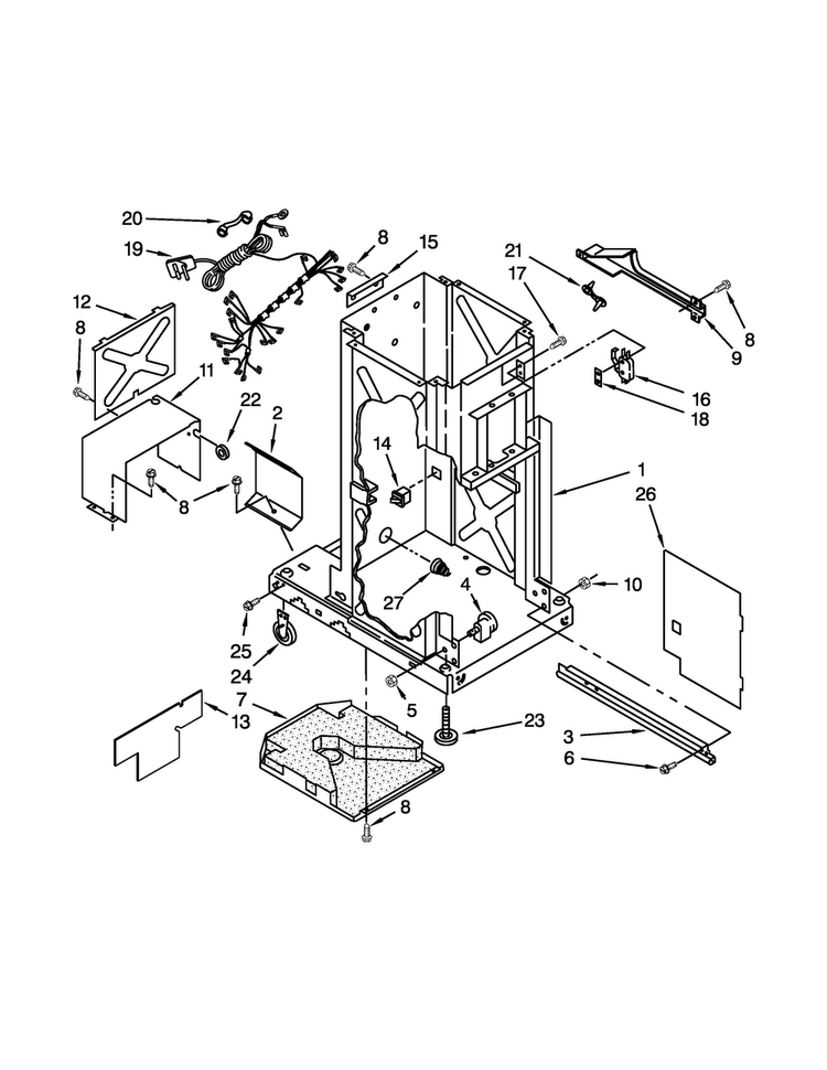 Frame Parts Diagram and Parts List for TC607X4  Jenn-Air Trash Compactor