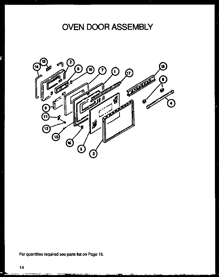 OVEN DOOR ASSY Diagram and Parts List for AGS780WW P1168602W Amana Range